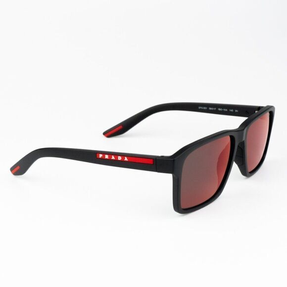 NEW Prada Linea Rossa PS05YS 1BO10A Matte Black Mirror Red Unisex Sunglasses - Picture 5 of 10